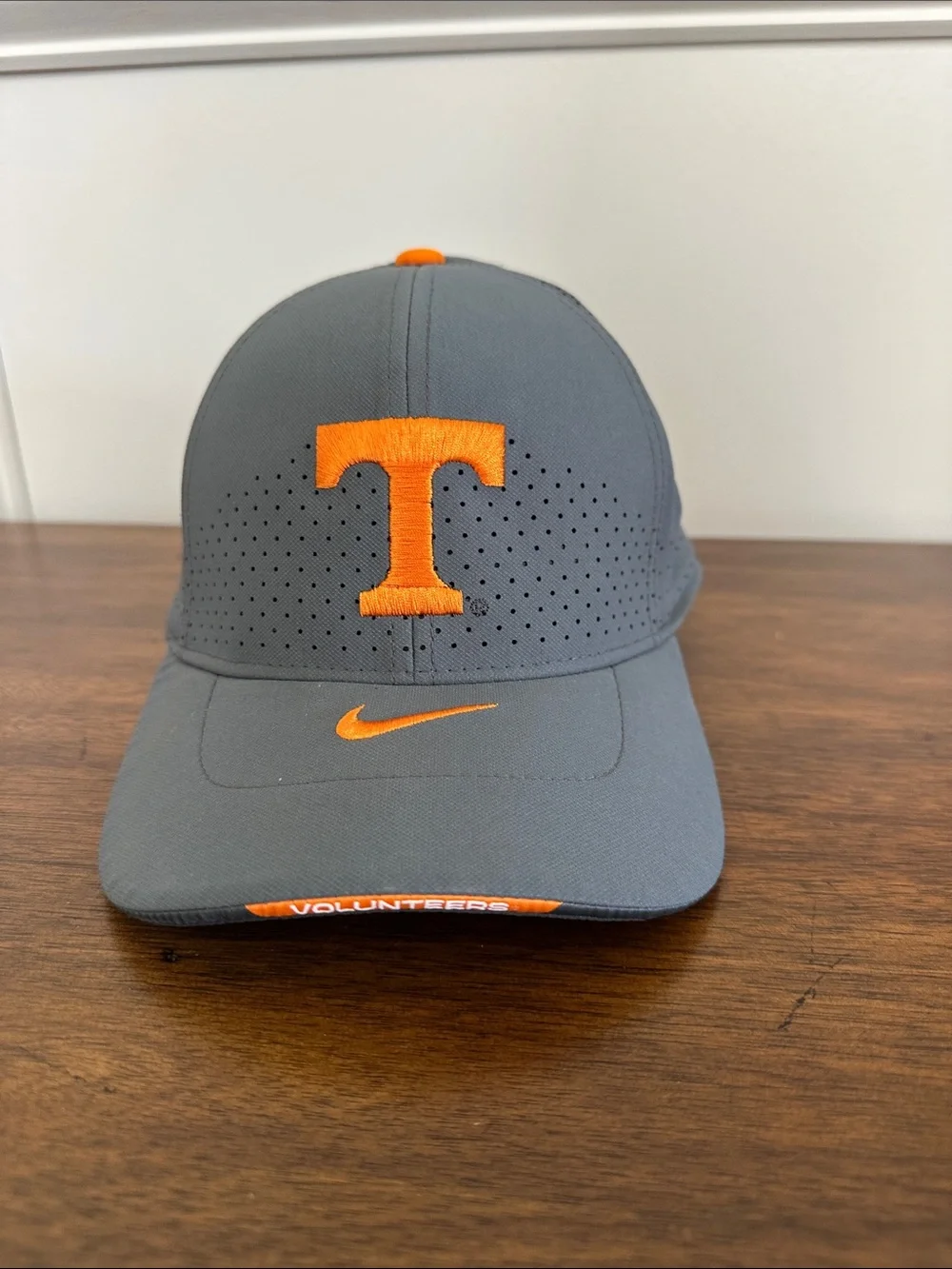 Nike Kids Gray Hat with Orange Embroidered T & Swoosh